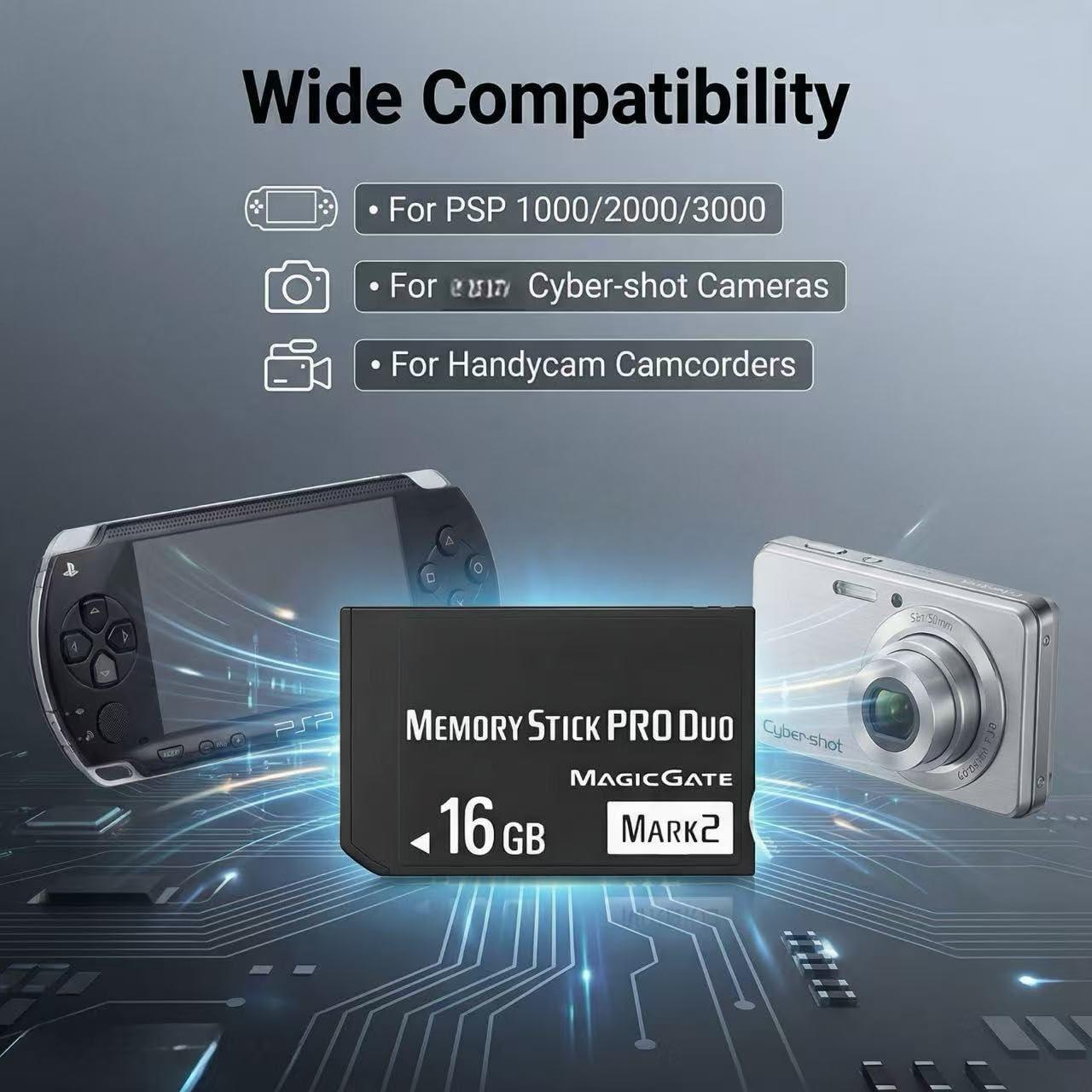 Premium 16GB Memory Stick Pro Duo MARK2 – Universal Compatibility for PSP1000/2000/3000, Cyber-Shot DSC, DSLR & Handycam