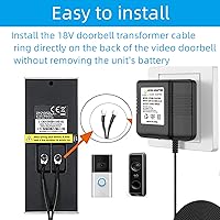 Vista 3 de Timbre de video negro, transformador de potencia especial, adaptador de corriente para timbre de puerta de 18V500MA, compatible con Ring, Nest