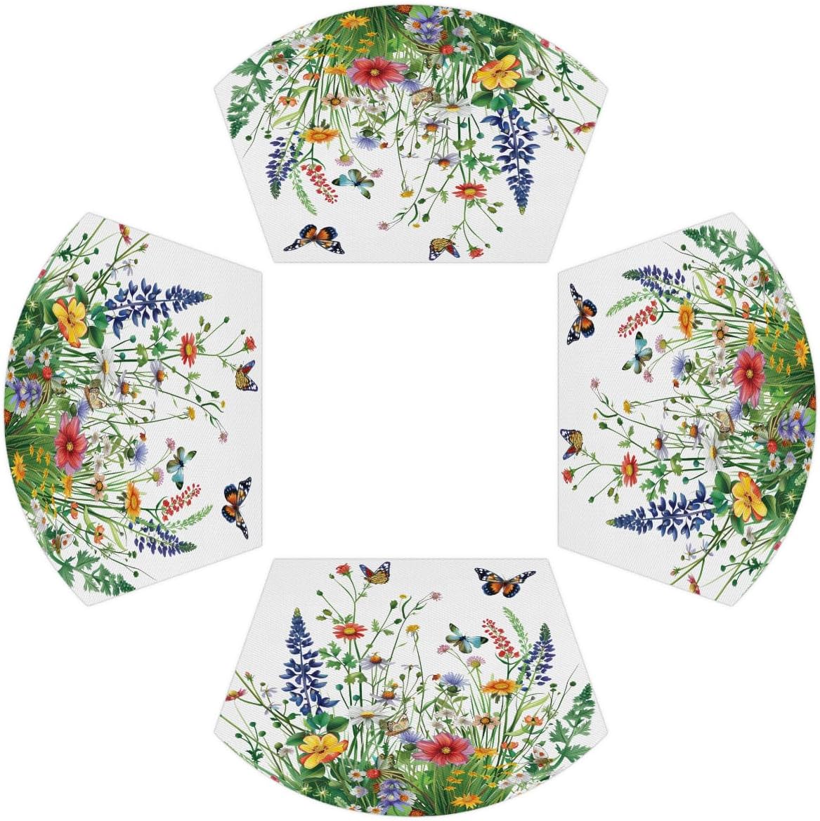 Wedge Placemats Set of 6 PVC Blue Marble Art Wedge Table Placemats and 1 Round Plates Mat Non-Slip Heat Resistant Washable Table Mats for Kitchen Dining Table Party Patio Decor