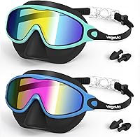 Vista 1 de 2 Pack Kids Swim Goggles with Nose Cover, Anti-Fog UV Protection Swimming Goggles for Kids Youth 3-15