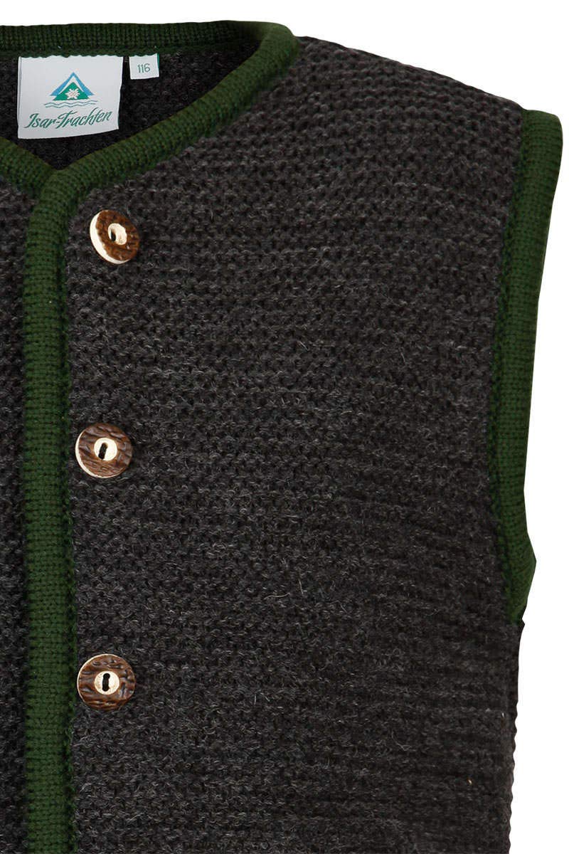 Isar-Trachten Jungen Kinder Jungs Strickweste anthrazit, ANTHRAZIT, 104
