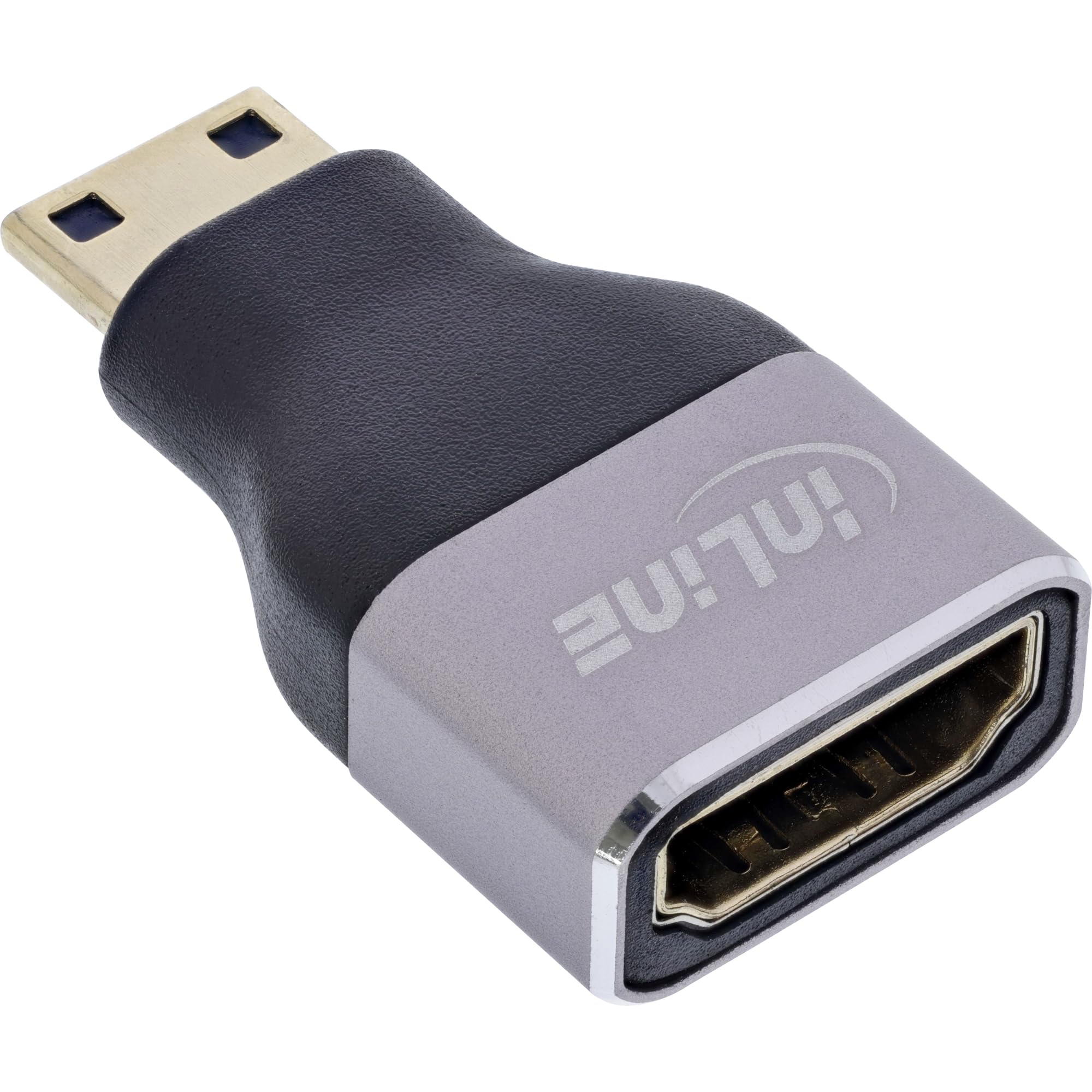 Inline Adapter HDMI A gniazdo na mini C wtyk, 8K UHD, pozłacane styki, aluminiowa obudowa, do podłączenia i przedłużenia kabli HDMI, 17991C