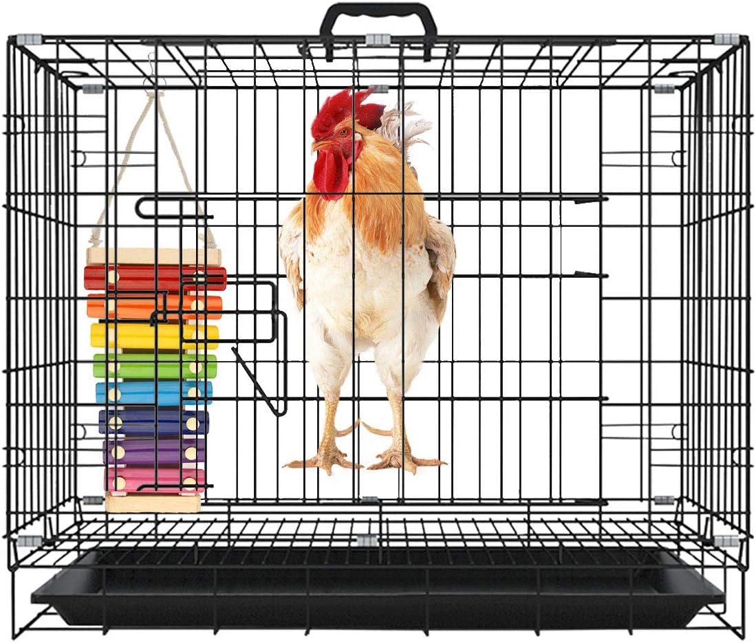 GABraden Chicken Xylophone Toy for Hens Suspensible Wood Toy with 8 Metal Keys Chicken Coop Pecking Toy