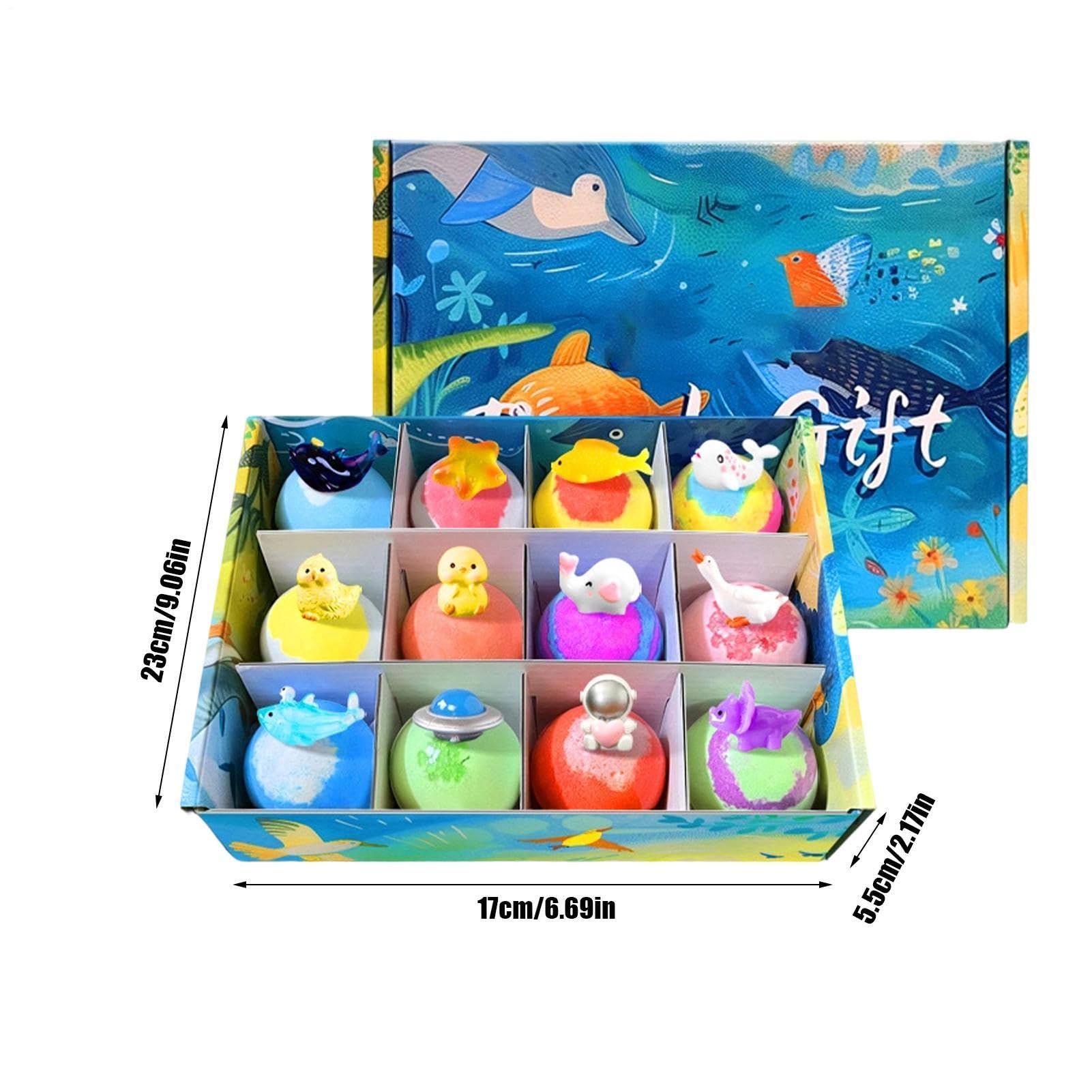 Badekugeln mit Kindern, 12 Stück für die Körperpflege, Set mit Duschbällen, für Kinder, Geburtstag, Urlaub, Reisen, Spieldaten, Kindergarten, Zuhause, Hotel, Toilette