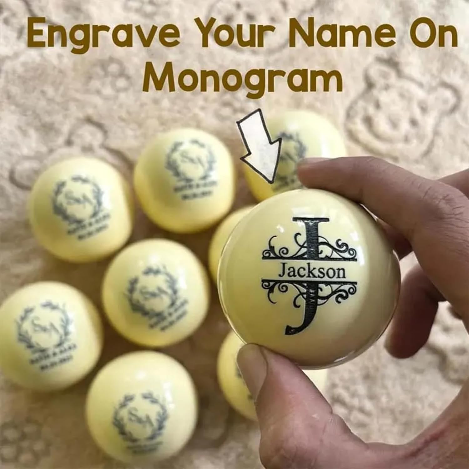 Personalized Cue Ball with Custom Engraving Monogram Billiard Ball Unique Gift for Billiards Enthusiasts Perfect Holiday Birthday or Sports Gift Custom Text or Logo for a One-of-a-Kind Present