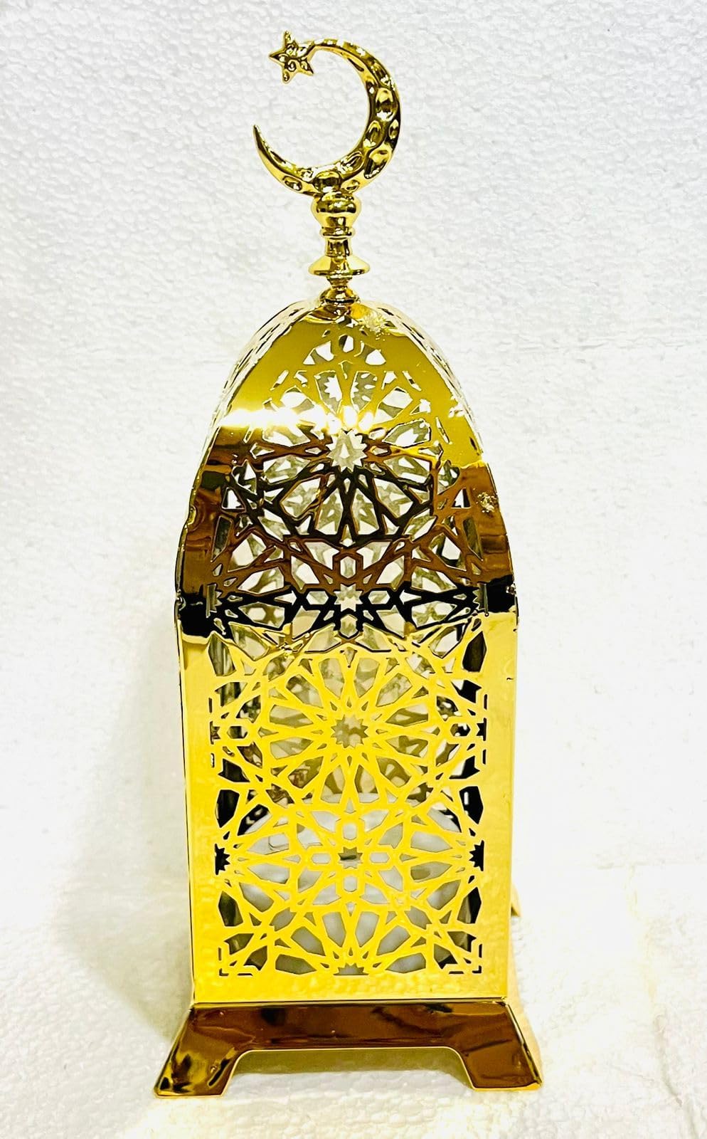 OASIS - Ramadan Decorations Eid Hanging Decorations With Light Moroccan Style Ramadan Lantern – Gold Metal Hanging or Tabletop Decor, Perfect for Eid & Home Decorations, Festive Lighting Gifts