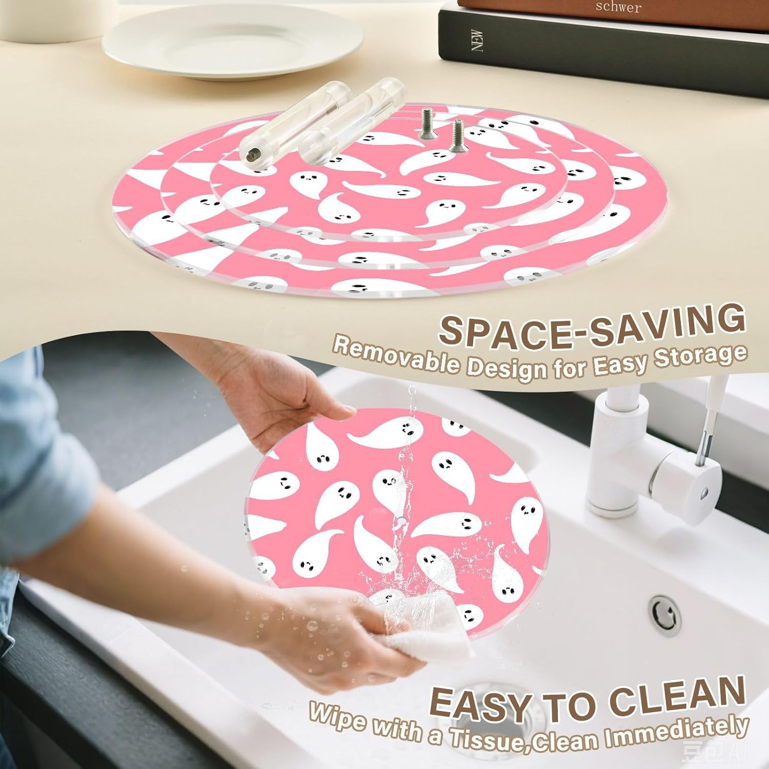 Ghost Halloween 3 Tier Acrylic Cupcake Stand, Cupcake Stand for 34 Cupcakes for Weddings,Christmas,Holidays,Parties,Birthday,Printed Cupcake Tower 23301045