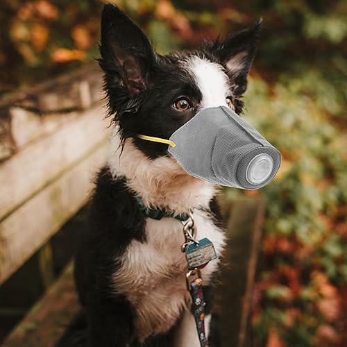 Vista 5 de STOBOK Mascarillas ajustables de gas para perros, bozal para perros, reutilizables, transpirables, protección bucal, filtro de contaminantes