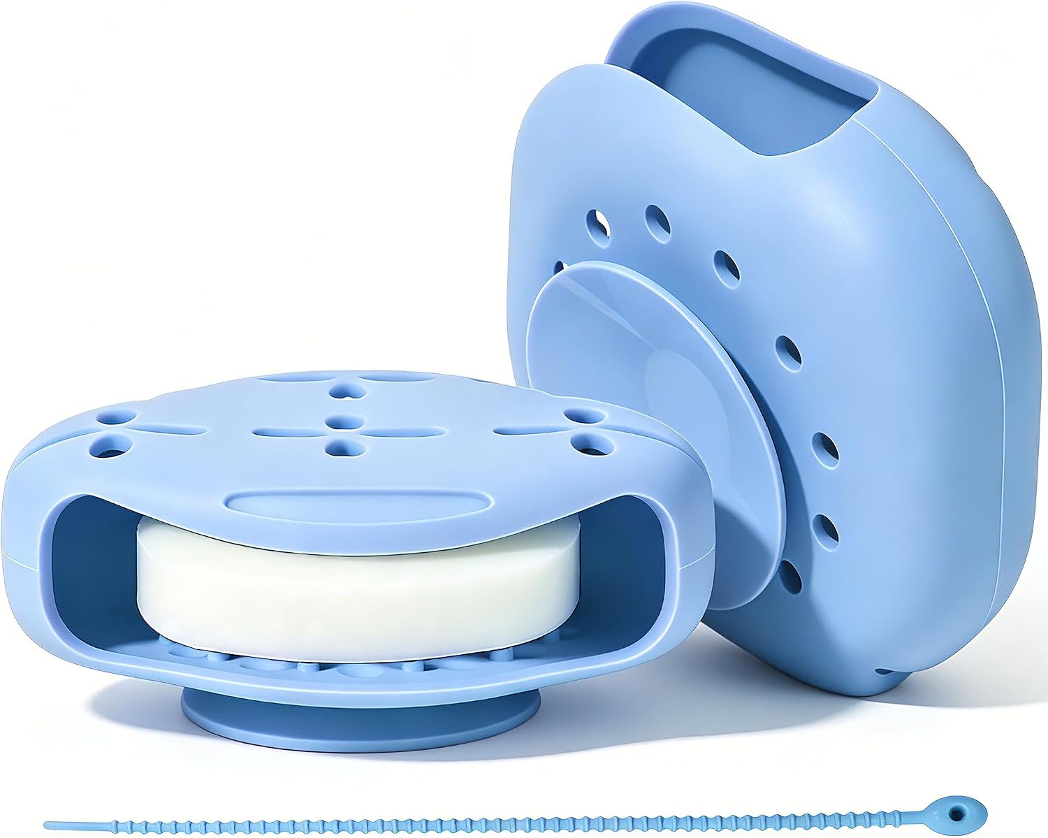 Blue Silicone Shower Diffuser Steam Tray with Suction Cup & Hanging Rope