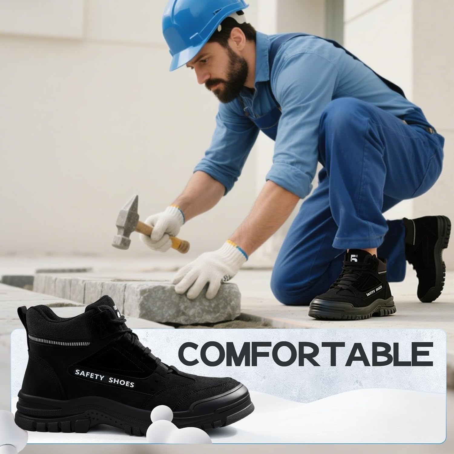 Steel Toe Work Boots for Men - High Top Puncture Resistant Safety Boots - Industrial Boot for Worker - Comfortable Work Boot for Construction - Image 5