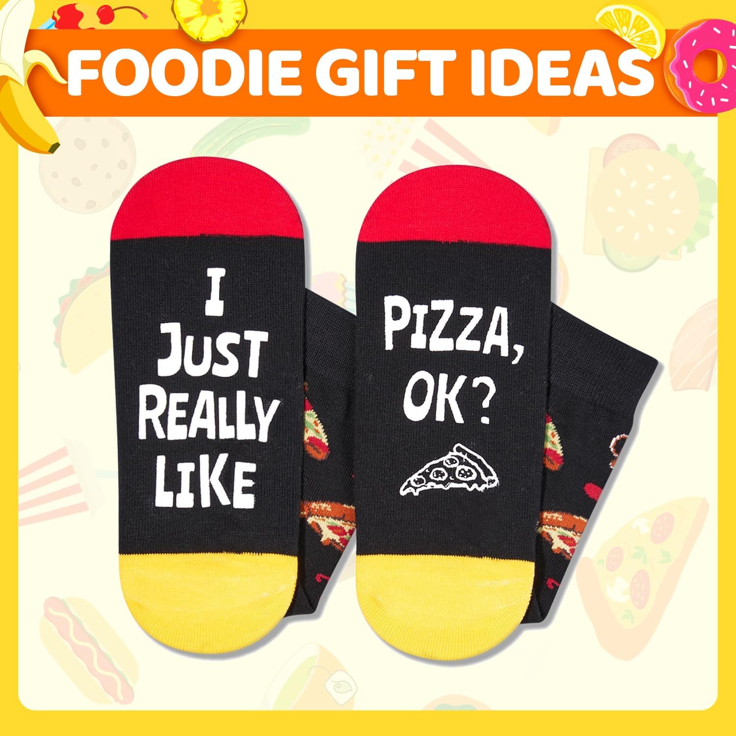 HAPPYPOP Food Socks for Men Women - Hamburger Taco Ramen Lover Gift, Teen Pizza Burger Socks - Image 6