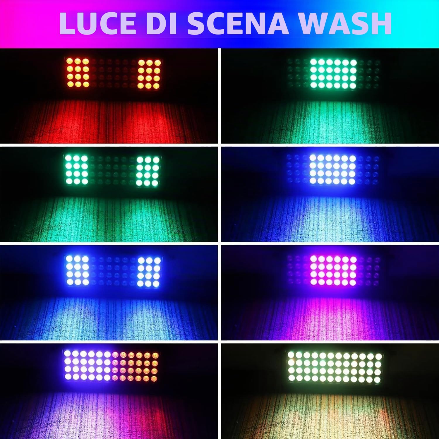48 RGB 3 en 1 LED Wallwasher Barra Luminosa, Luce da Palcoscenico Luci Discoteca, Strobo Faretto Effetti Luce per DJ Feste Nozze Halloween Natale, 2 pezzo