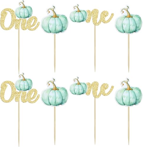 Miniatura 10 de 24 piezas de calabaza revelación de género para cupcakes con purpurina de calabaza pies de bebé, selecciones de cupcakes para niños o niñas,
