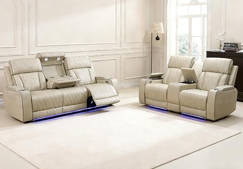 Living Room Furniture Sets with LED, Power Reclining Couch Set