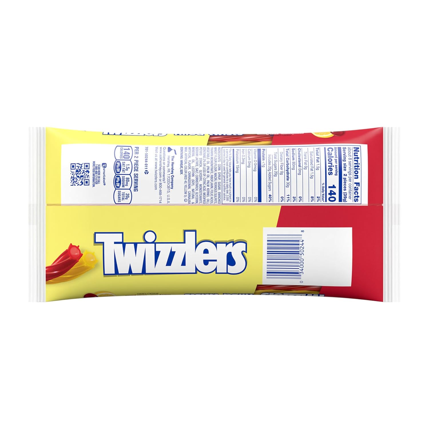 TWIZZLERS Filled Twists Sweet and Sour Licorice Style, Chewy Candy Bags, 11 oz (12 Count)