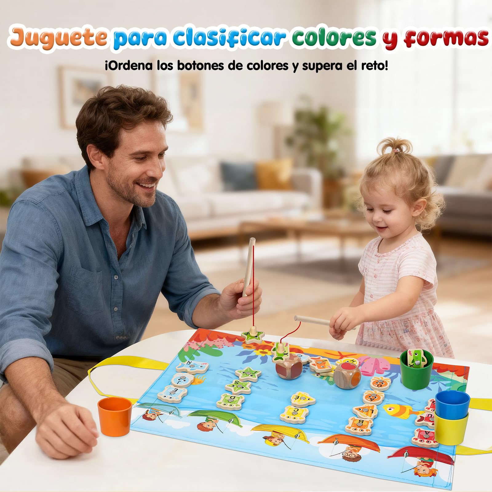 Juguetes Niños 2 3 4 Años, Juguetes Montessori 2-4 Años de Madera para Pescar en Español - Juegos Educativos Niños 2-4 Años, Regalos Cumpleaños Niños 2-5 Años