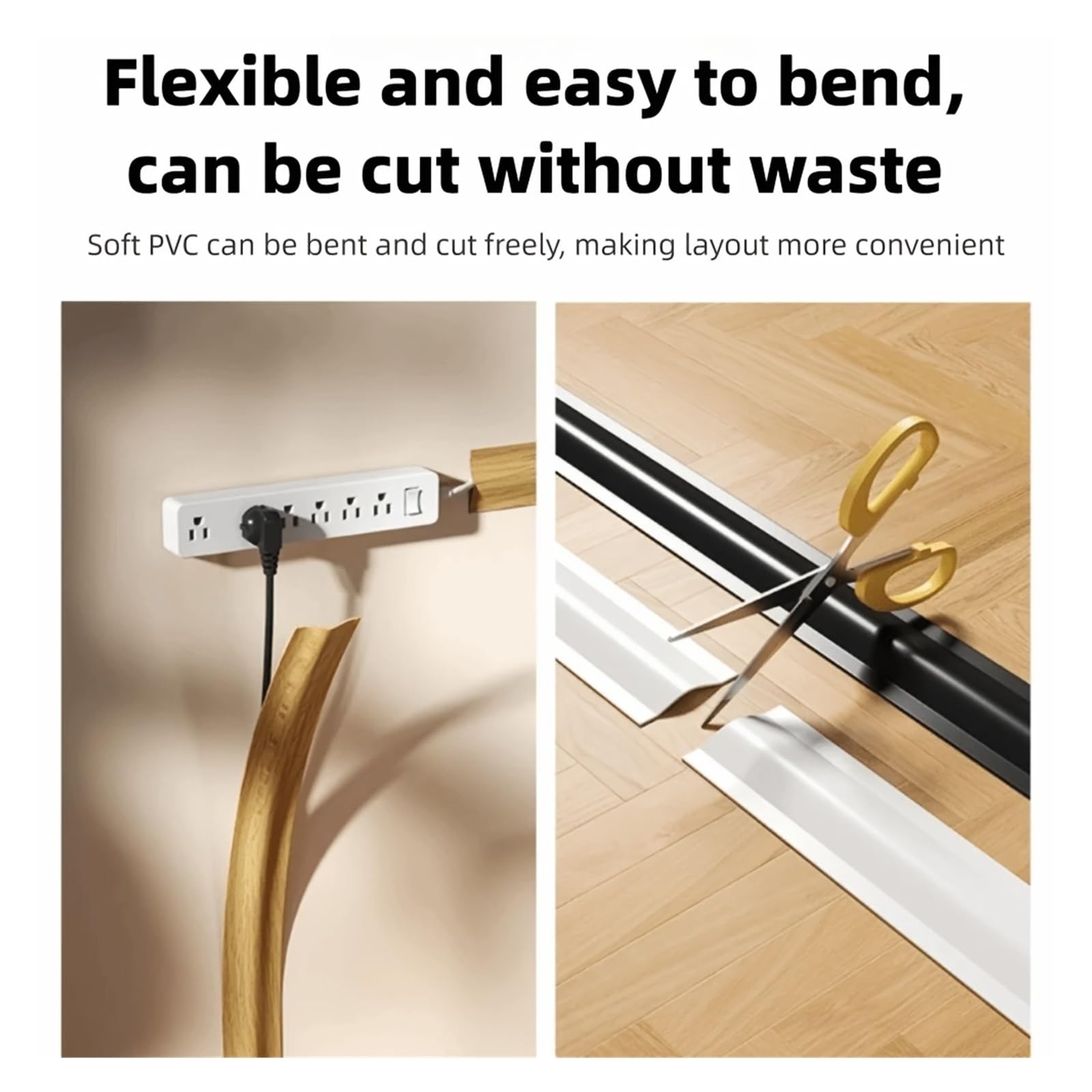 Pasacables Suelo Gestión de Cables Protector Aislado de PVC Autoadhesivo Cubierta Resistente al Desgaste disposición de Cables Flexibles for Oficina