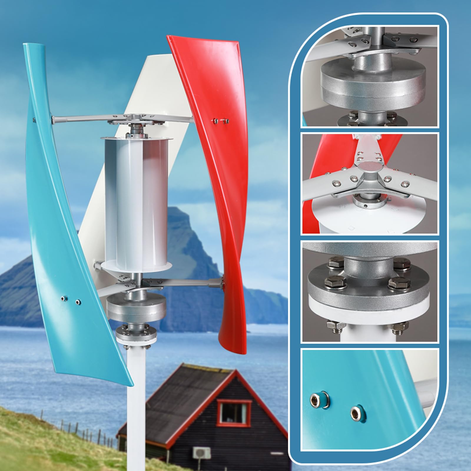 Generatore di Turbine Eoliche Maglev Permanente Verticale da 3000W, Turbine Eoliche Micro Verticali 12V 24V 48V 220V per L'illuminazione Stradale Domestica (con Controller MPPT)