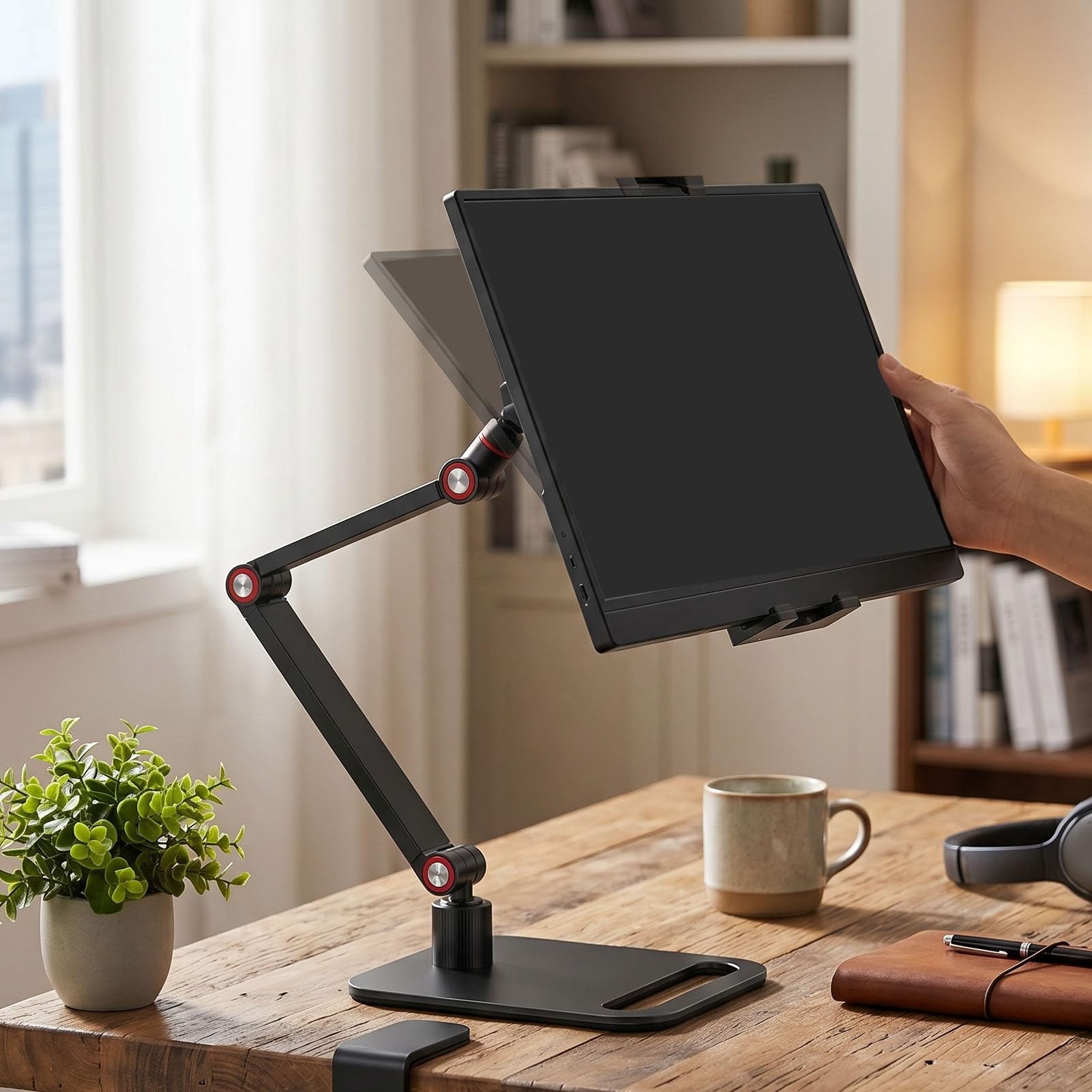 Cryfokt Monitor Portatile con Morsetto, Design a Braccio Pieghevole