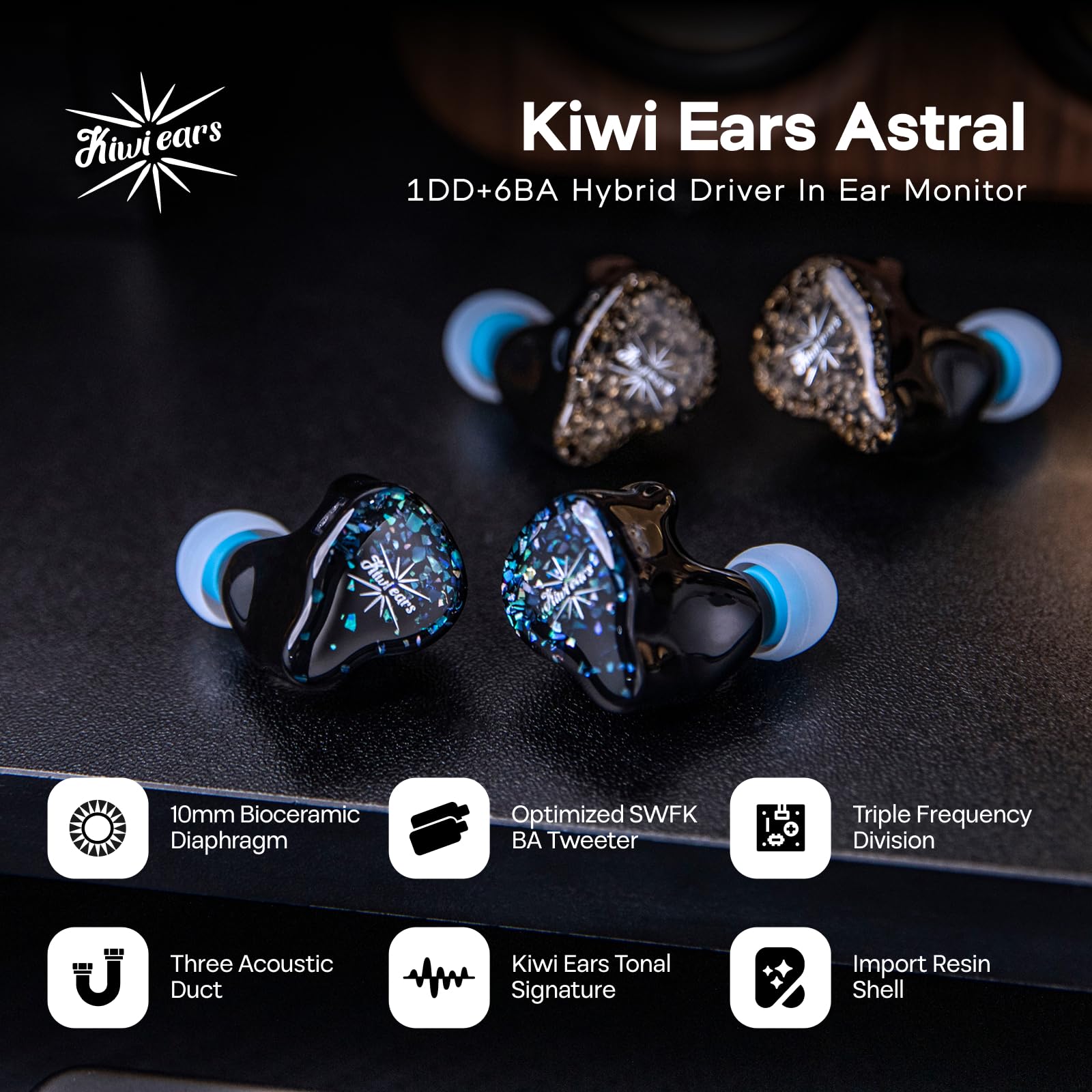 Amazon.com: Linsoul Kiwi Ears Astral 1DD+6BA Hybrid in Ear Monitor