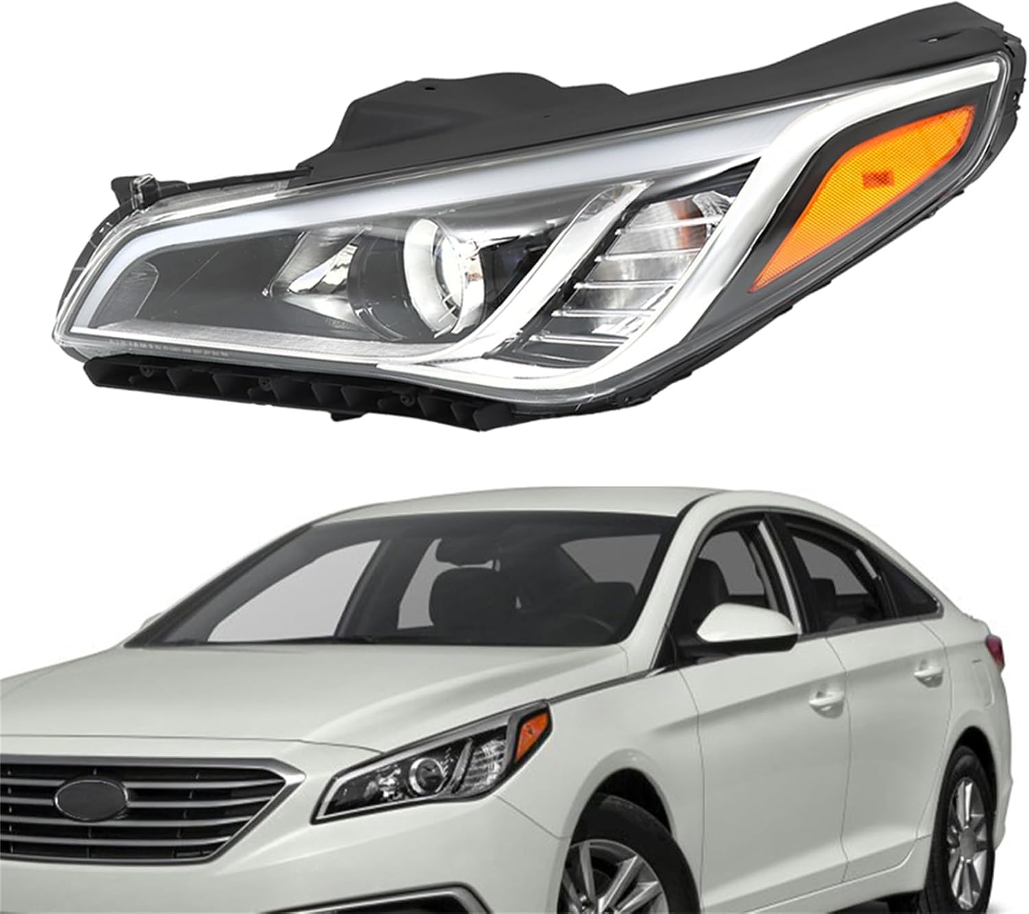 labwork Headlight Assembly Replacement for Sonata Limited/Sport 2015-2017 Halogen Headlight Driver Side Left Front Lamps 92101-C2000