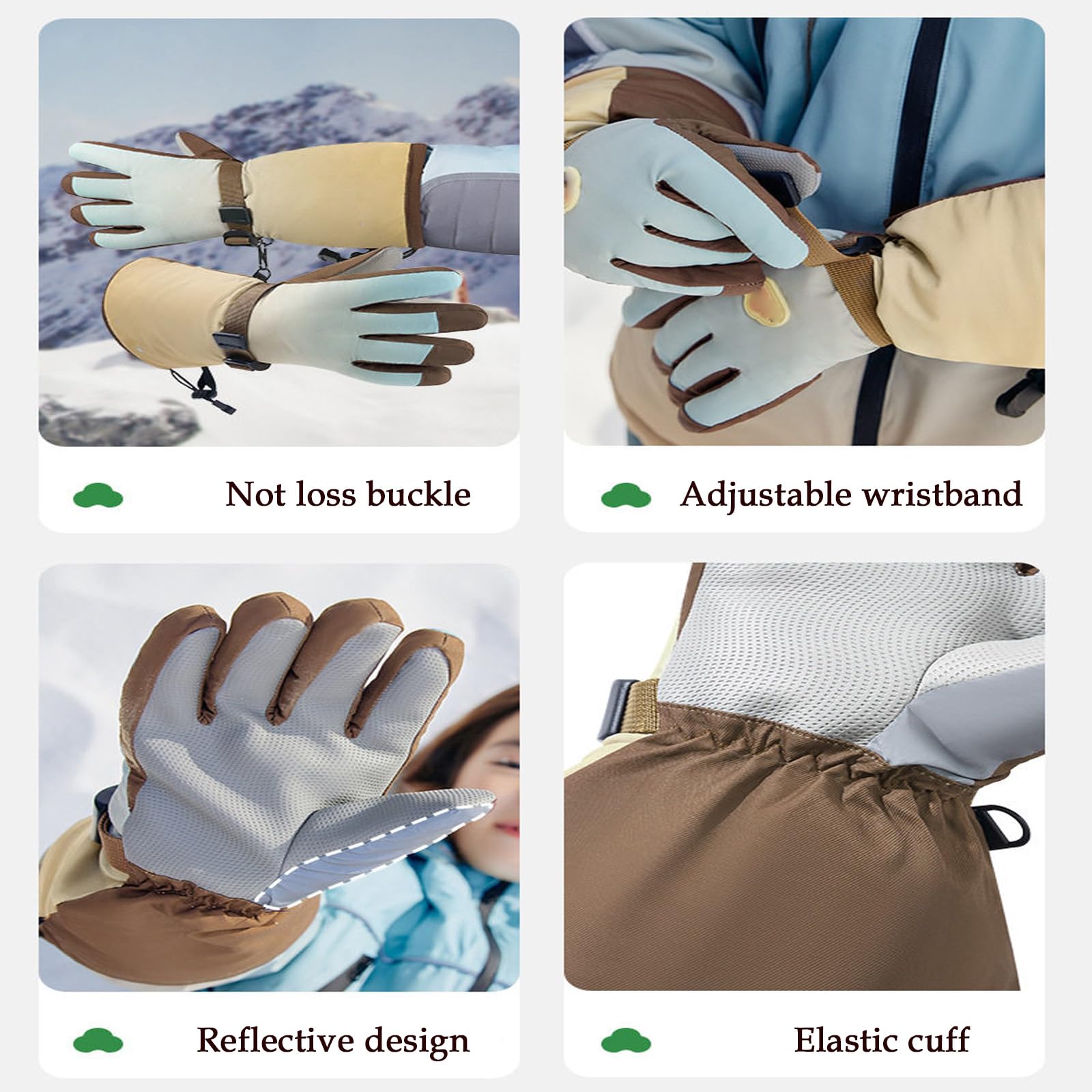 Guantes de Nieve de Invierno, Guantes termicos niño, Impermeables Guantes de Esquí, Regalo para el Día del Niño, Regalo de cumpleaños,1. Brown,M(3~7 Years)