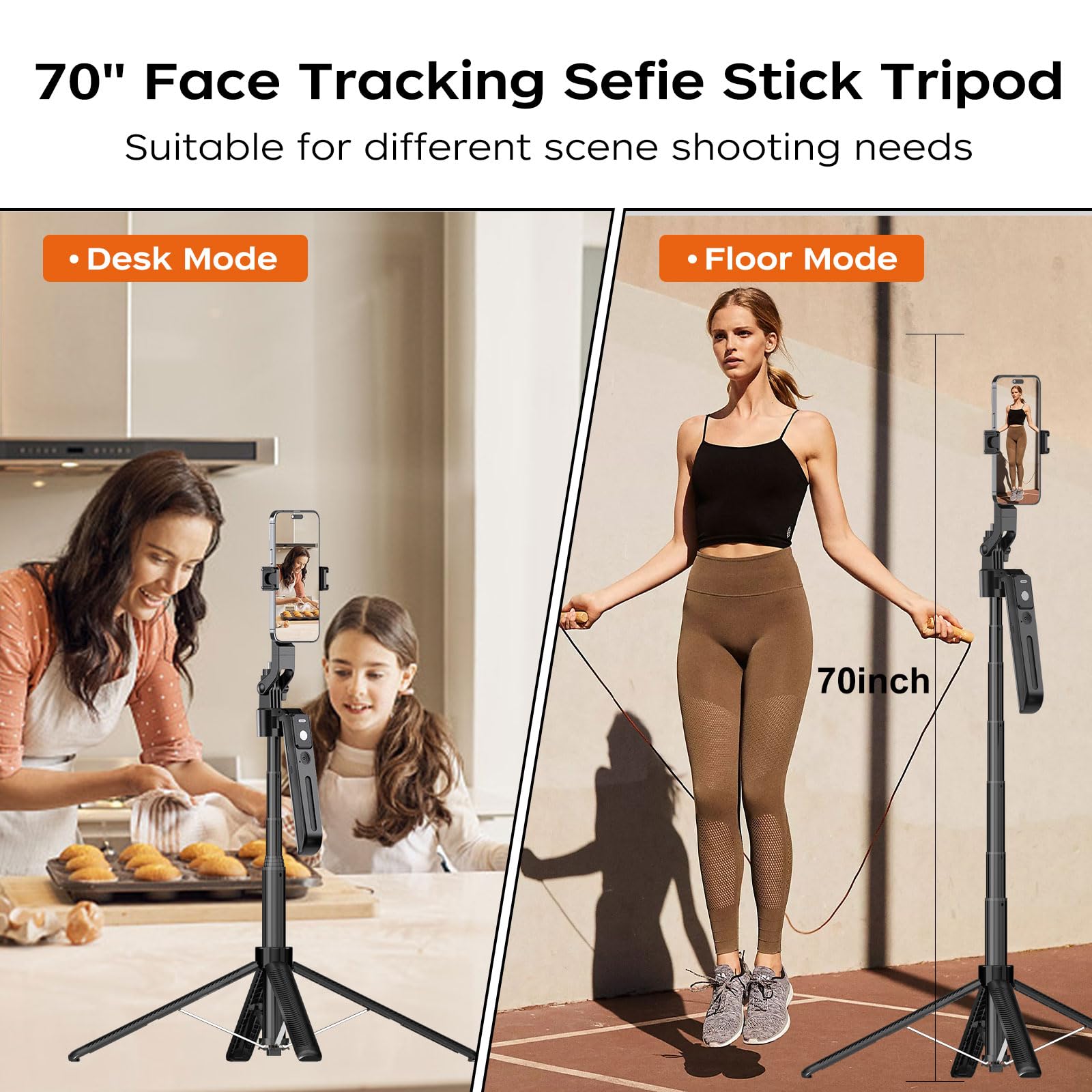 Treppiede per iPhone con telecomando, allungabile da 177,8 cm, rotazione a 360°, per Android, supporto per telefono, registrazione video per creatori di contenuti, vlog, live streaming, TIK
