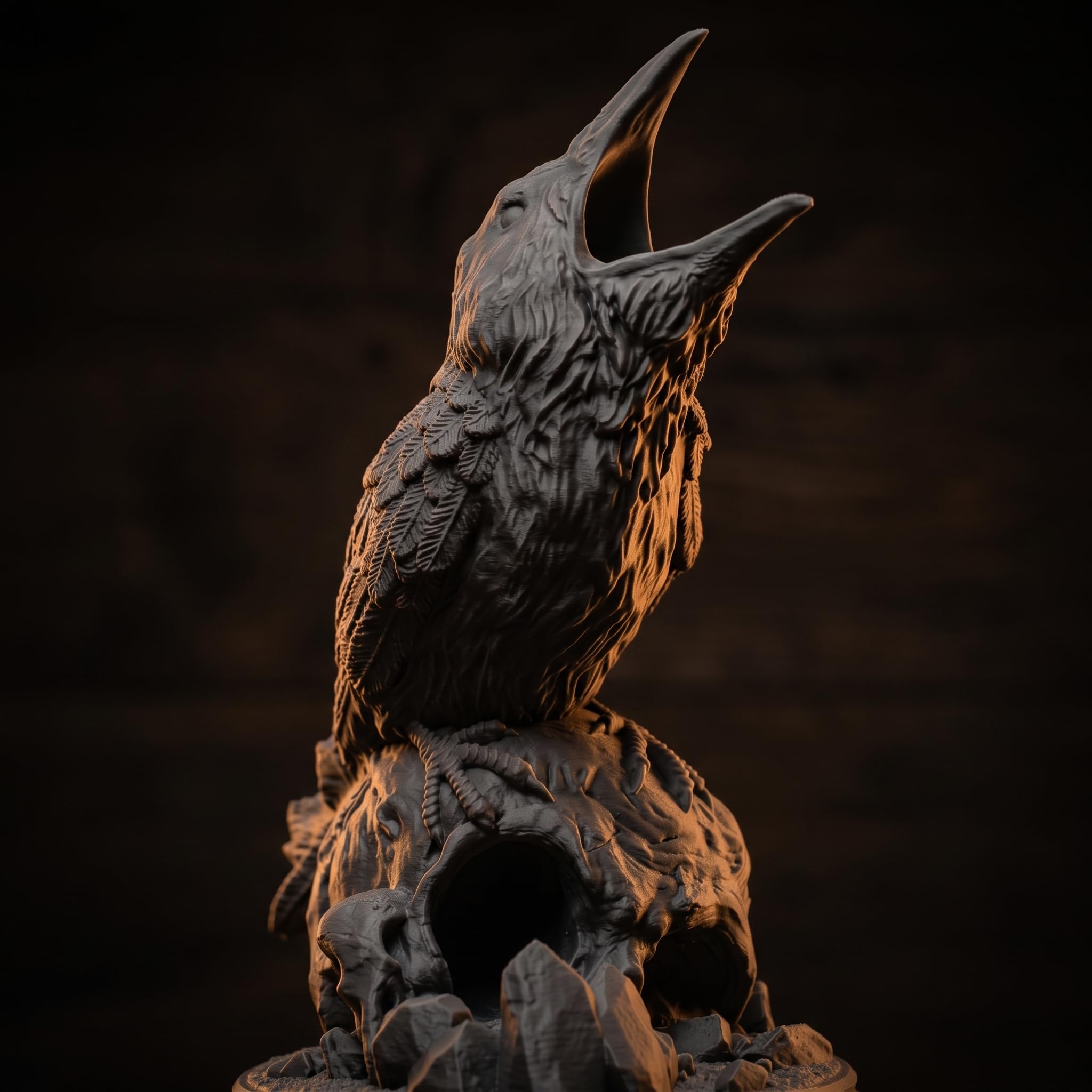 Rabe auf Totenkopf Würfelturm für Würfel bis 25mm | DND Raven Dice Tower Made in Germany | Tabletop RPG Pen & Paper DSA Gothic Fantasy | Deko zum Bemalen | Geschenk Rollenspieler