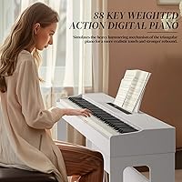 Vista 2 de Ktaxon - Piano digital de 88 teclas con acción ponderada, piano eléctrico con unidad de 3 pedales, doble Bluetooth, funciones de control