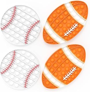 4Pack Pop Fidget Toys,Push Pop Fidget Sensory Toys Set,Stress Relief Gifts for Kids & Adults,Party Favors Toddler Toys for Christmas Birthday Gifts,Party Supplies,Classroom Prizes (Sports Style)