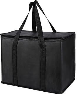 2 pack Additional Bottom Plate Black Insulated Grocery shopping bag , Delivery,pizza,reusable bags, Sturdy zipper,Collapsible,tote,cooler,thermal,Beach,waterproof heavy duty