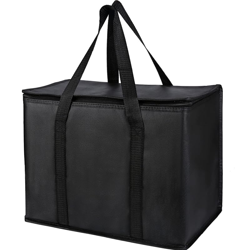 Kit com 2 bolsas térmicas para entrega e compras, com placa inferior rígida, zíper duplo e alças superiores musbus