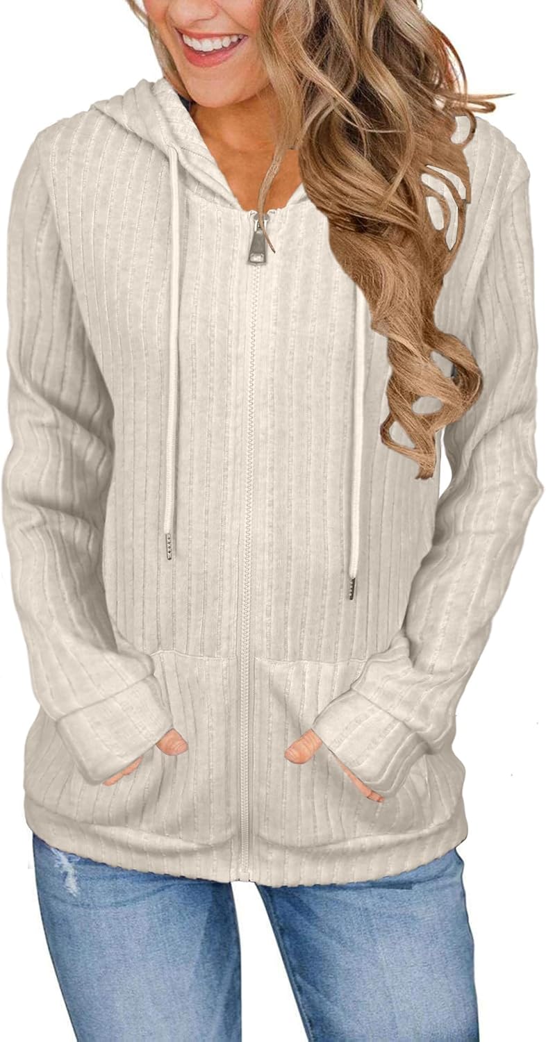 JomeDesign Sweaters for Women Long Sleeve Sweatshirt Fashion Hoodies Zip Up Loose Casual Fall Tops S-XXL