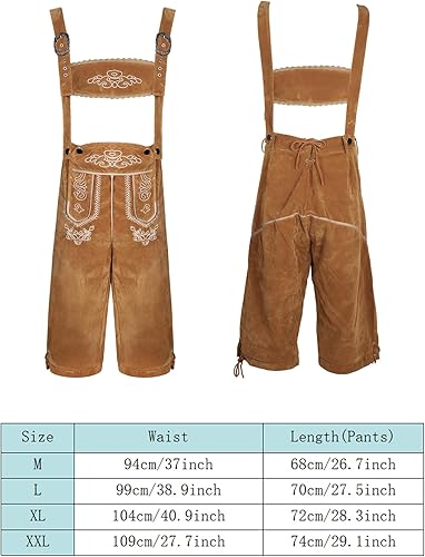 Miniatura 2 de Toulite Juego de 6 piezas de disfraz alemán de Oktoberfest para hombre, Lederhosen, camisa, sombrero, calcetines, jarra de cerveza para festival