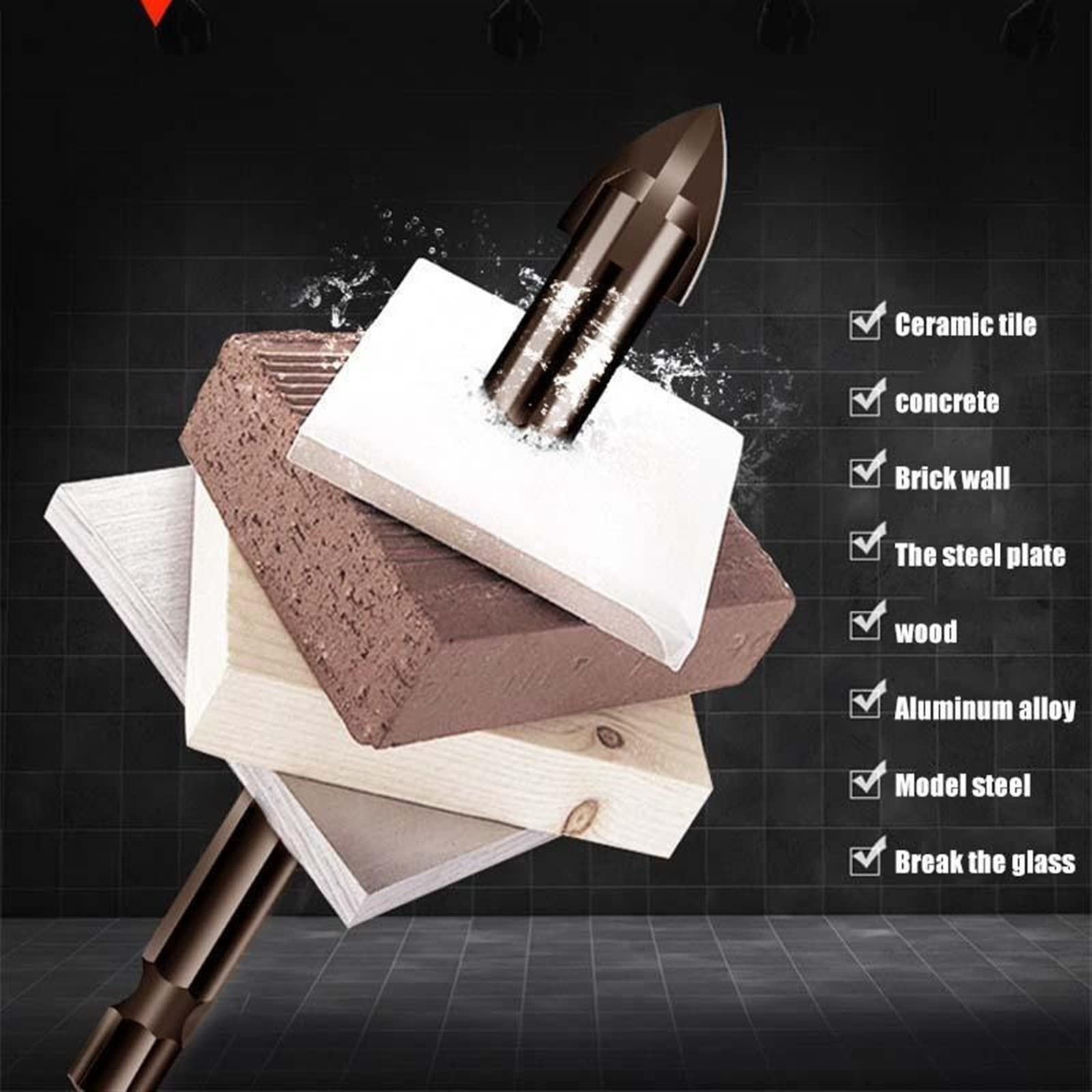 5 pz/set 3/4/5/6/7/1 0 MILLIMETRI Croce Triangolo Punta Del Trapano Efficiente Strumento di Foratura Universale In Metallo Duro Strumenti di Utilità Misura for La Lavorazione Del Legno (Color : 5 PCS