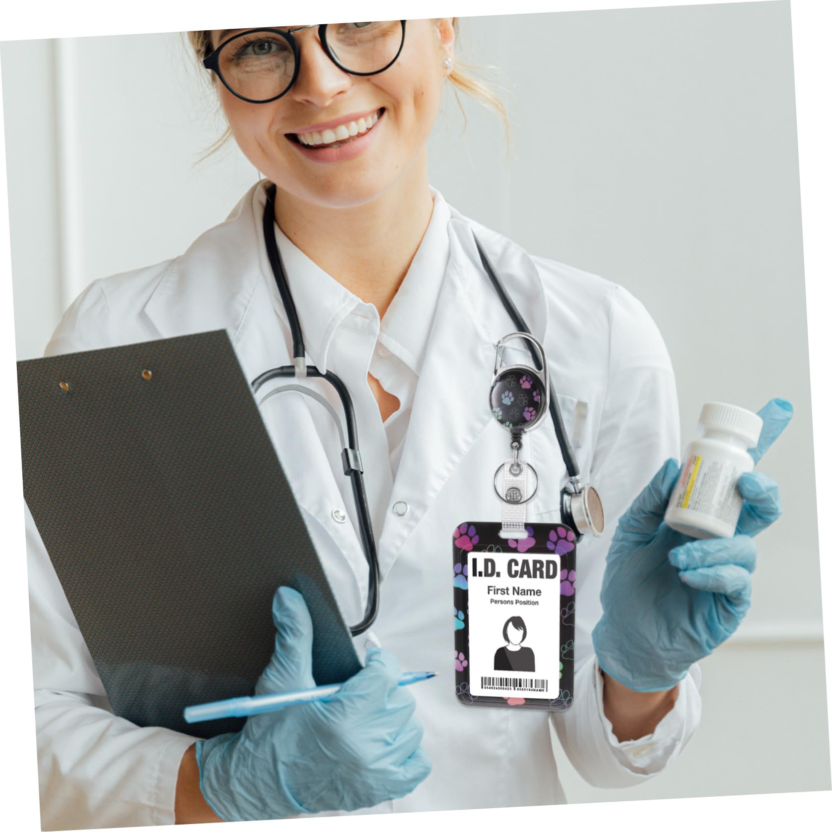 MAGICLULU 3pezzi Portabadge Antigraffio Con Laccetto Titolare Per Resistente e Versatile Per Insegnanti Studenti e Professionisti Design Con Cane