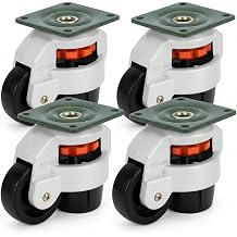 QWORK  4 Pack 60F leveling machine castors, 500 kg load capacity, retractable workbench transport wheels, for furniture and machines