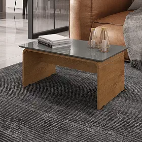 Mesa de Centro Sala de Estar Lilibeth Cor: Titanium/Naturale