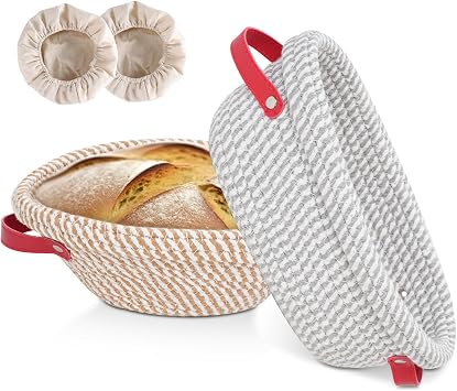 Banneton Sourdough Bread Proofing Baskets, 10 inch Oval + 9 inch Round