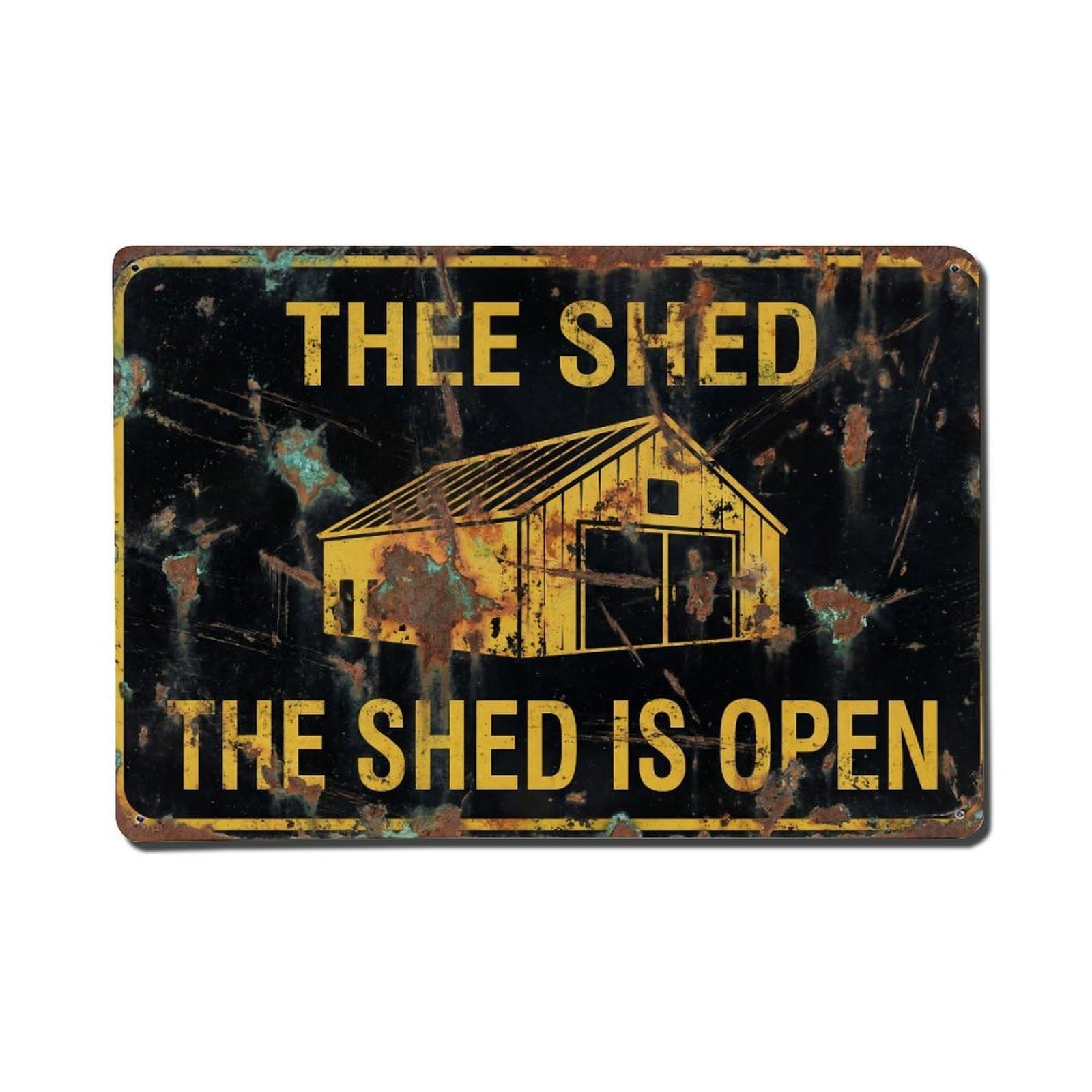 Bold Shed Open Mechanic Garage Handyman Motto Metal Tin Sign Plaque Wall Decor for Cafe, Man Cave, Club Bar, Office, Home Garden Round Metal Poster 8x12Inch