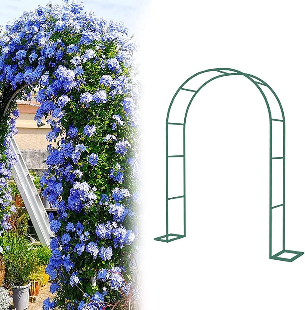Large 2.4M Black Metal Garden Arch Heavy Duty Strong Tubular Arbour for Roses Climbing Plants Support Archway Garden Decoration,Green,W1.8M*H2.2M