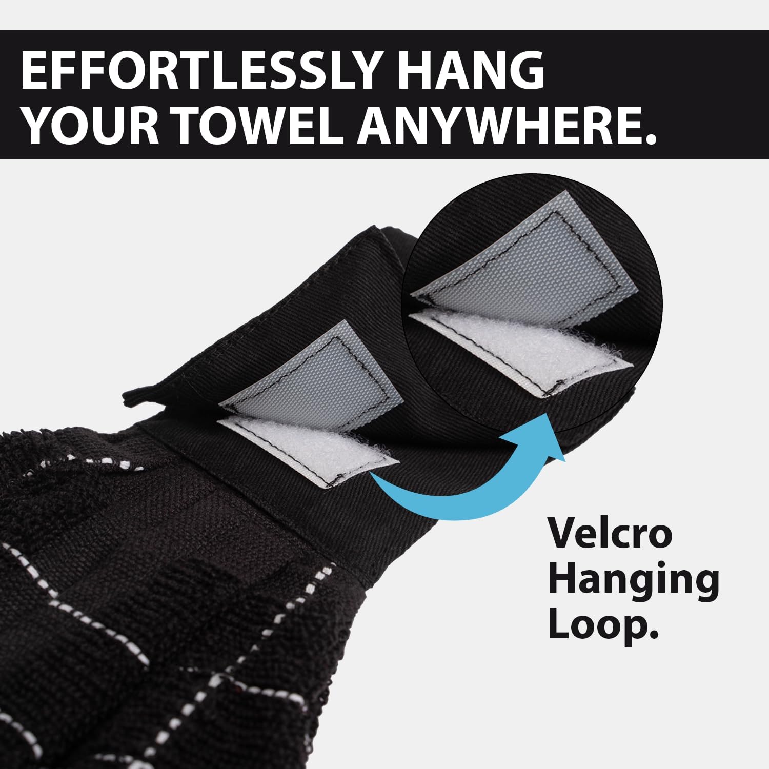 Blue Needles Hanging Kitchen Towels - Black 100% Cotton Solid Kitchen Tie Towel, Set of 2 Hand Dish Cloth with Hanging Loops 9 x 17 Inches, Absorbent, Super Soft, and Fast Drying Home Essential