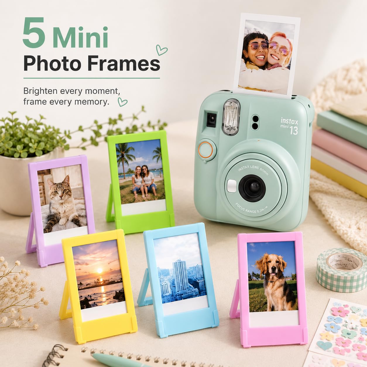 Mini 13 Instant Camera Premium Kit per Fuji Instax Mini 13 Lagoon Green include custodia Lagoon Green Mini 13, mini pellicola da 20 scatti, mini album fotografico e kit completo di accessori per