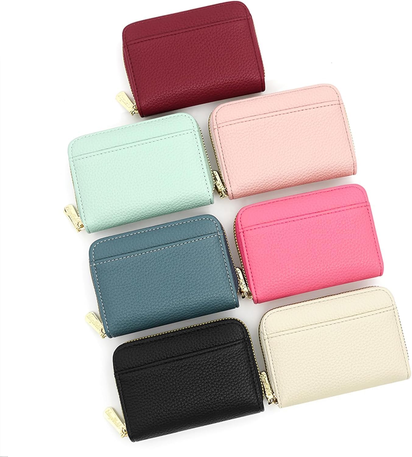 Credit Card Holder Wallets for Women Large Storage Space Accordion Zipper Card Case Holder (Blue)