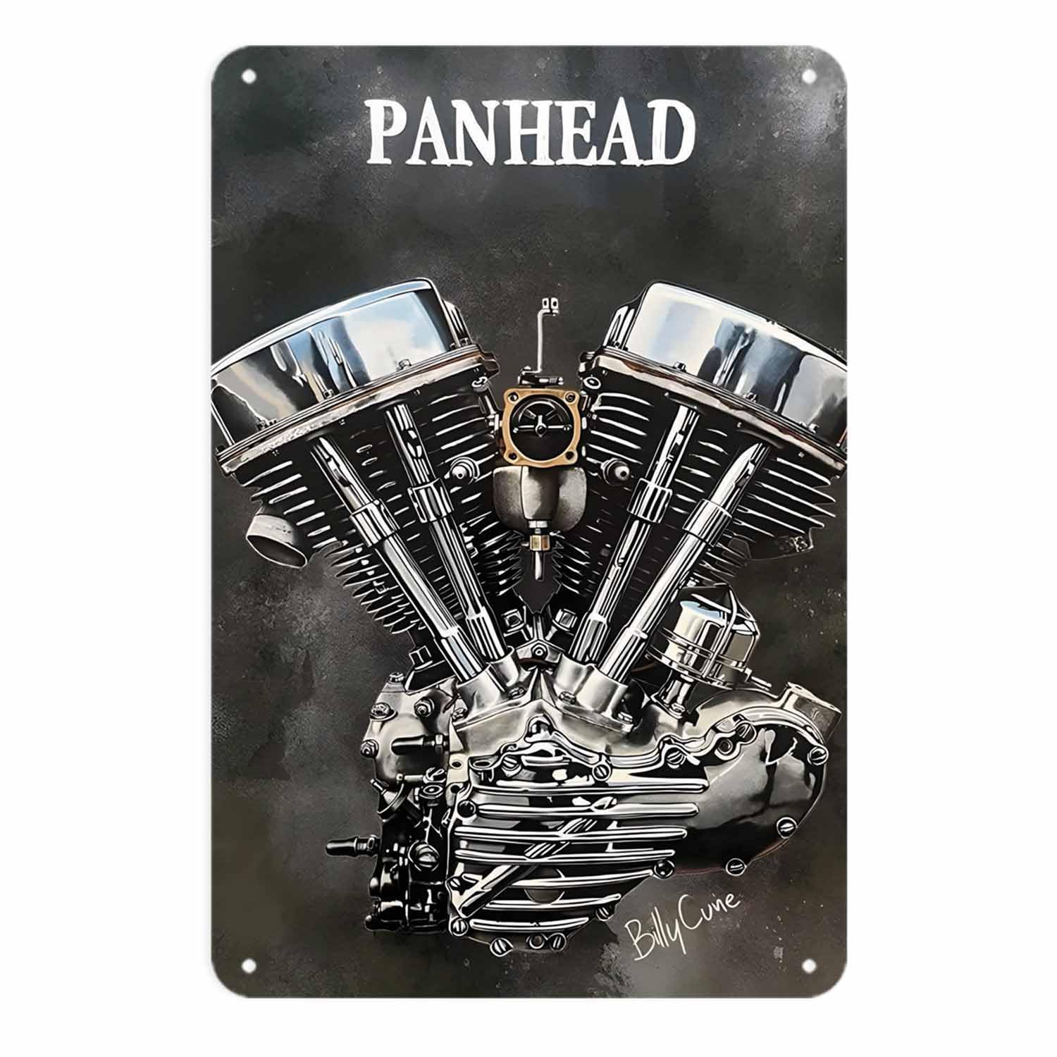 Kwqdozf As Pic Motorcycle Engine Panhead Vtwin Tin Sign, Vintage Panhead Motorcycle Engine
