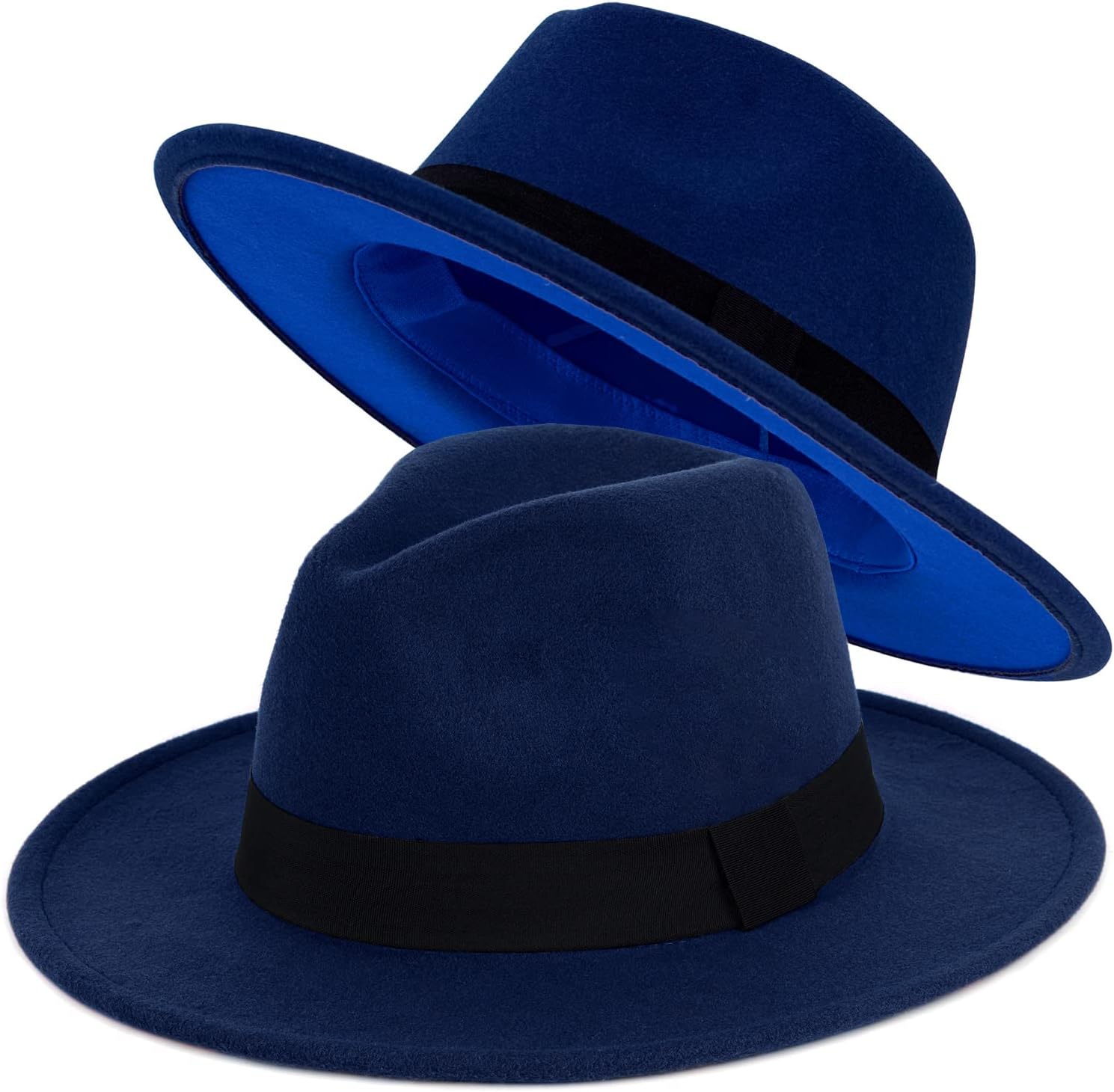 FADACHY Trendy Fedora Hats for Men & Women Wide Brim Felt Hat Dress Panama Hat Two Tone Fedora