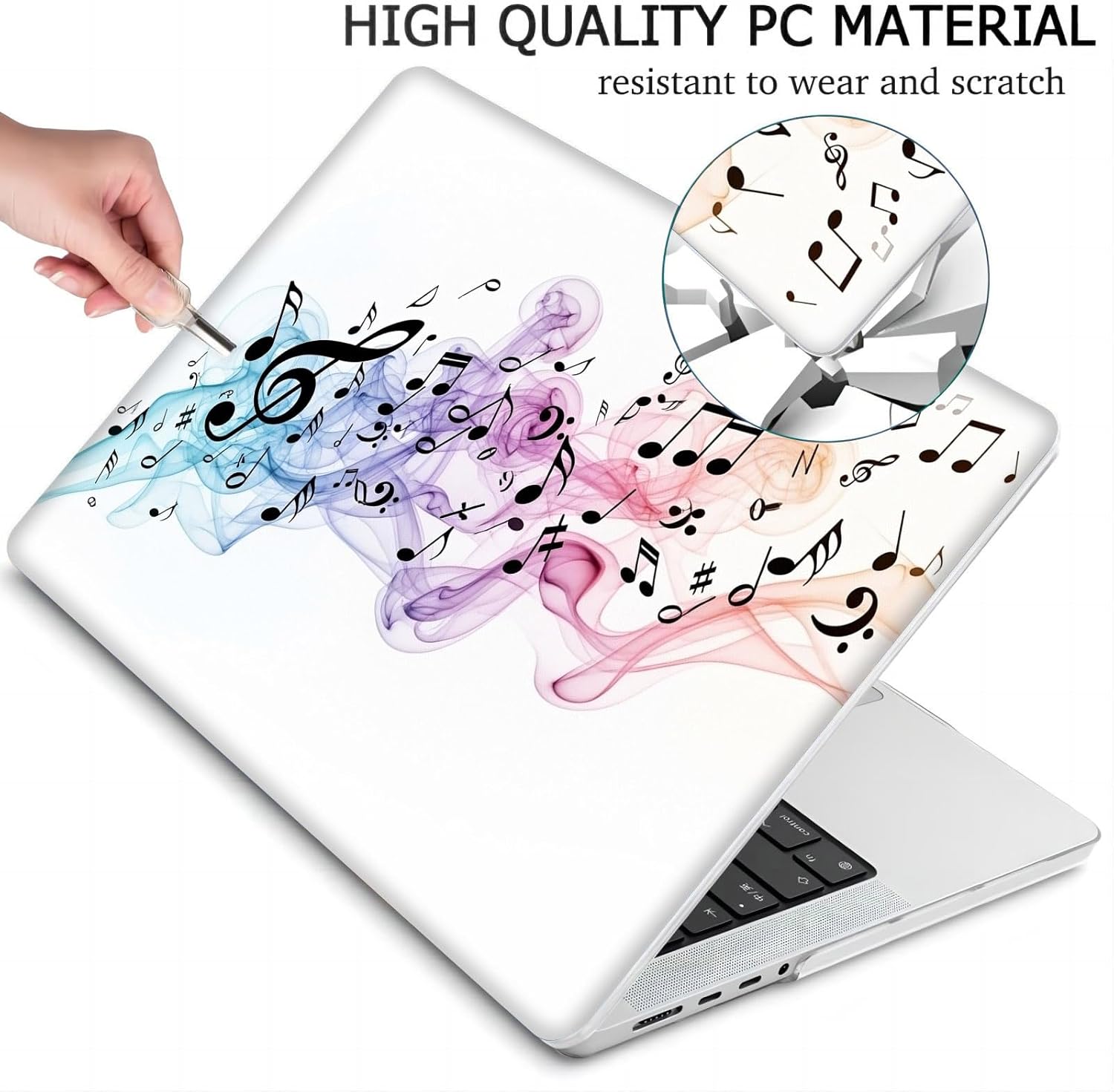 Compatible with MacBook Neo 13-inch, Hard Shell Case with Keyboard Cover and Screen Protector (A3404 A18 Pro chip, 2026 Release) - Music Note MC21417