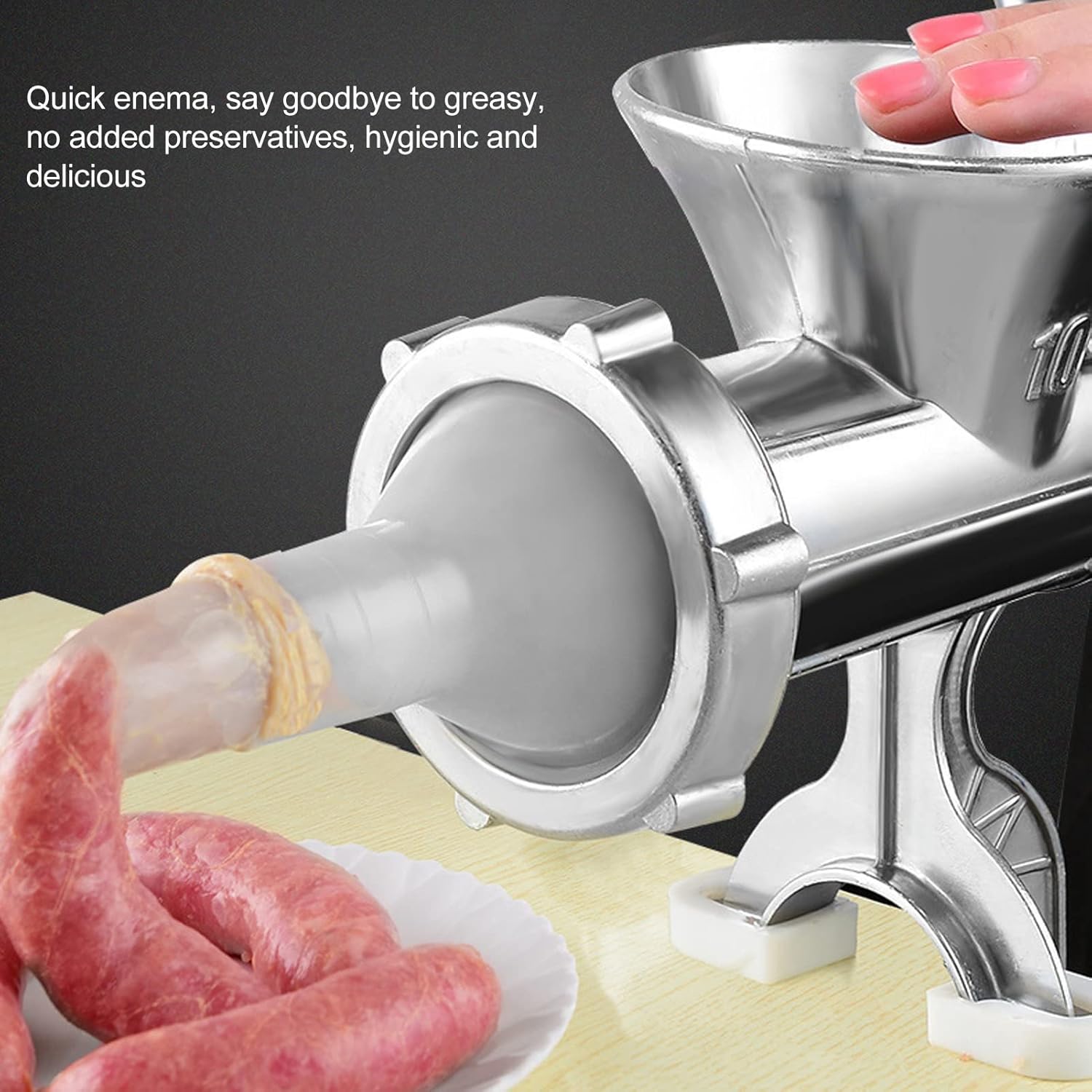 Meat Grinder Manual Aluminum Alloy Heavy Duty Hand Crank Sausage Filler - Multipurpose for Beef Pork Chicken, Low Noise, Easy to Use for Home Cooking