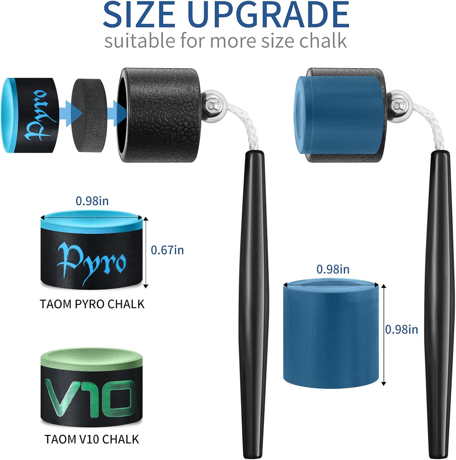 Wall Mounted Pool Hand Chalk Holder & TAOM V10 Chalk Holder