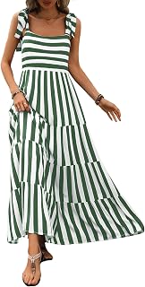 PRETTYGARDEN Women Dresses 2026 Summer Floral Sleeveless Maxi Dress Casual | Spaghetti Strap Tiered Flowy Beach Long Dress, Boho Floral Striped Dress, A Line Sun Dresses Pockets, Wedding Guest Dress